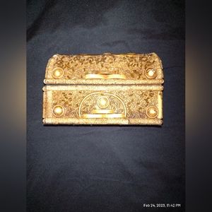 Vintage Square Gold Sequin Jewellery Box jewelry holder brought from Jordan